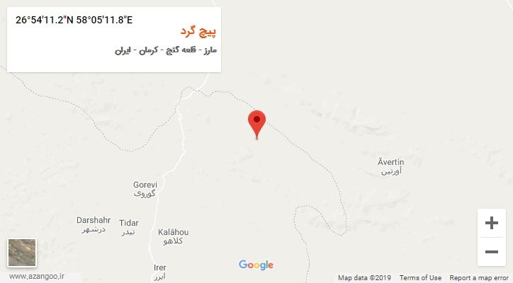 روستای پیچ گرد بر روی نقشه