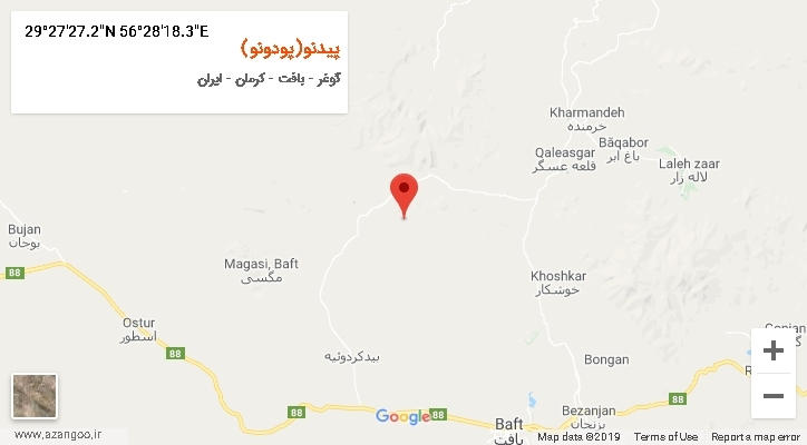 روستای پیدنو(پودونو) بر روی نقشه