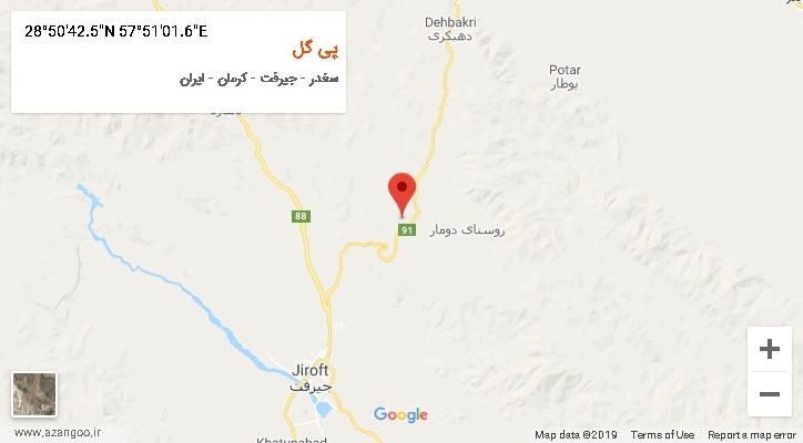 روستای پی گل بر روی نقشه
