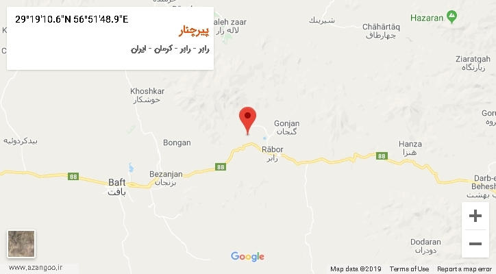 روستای پیرچنار بر روی نقشه