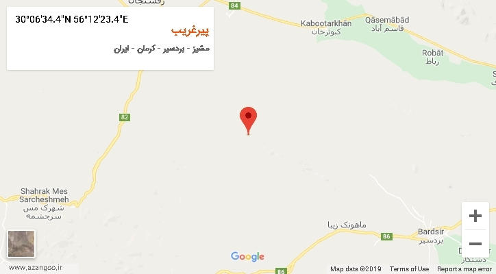 روستای پیرغریب بر روی نقشه