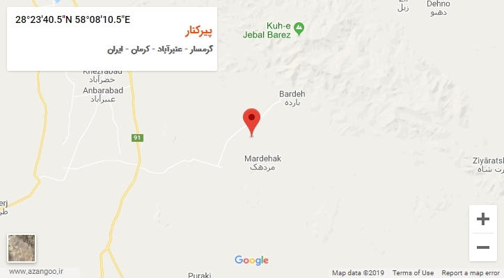 روستای پیرکنار بر روی نقشه