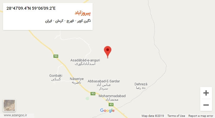 روستای پیروزآباد بر روی نقشه