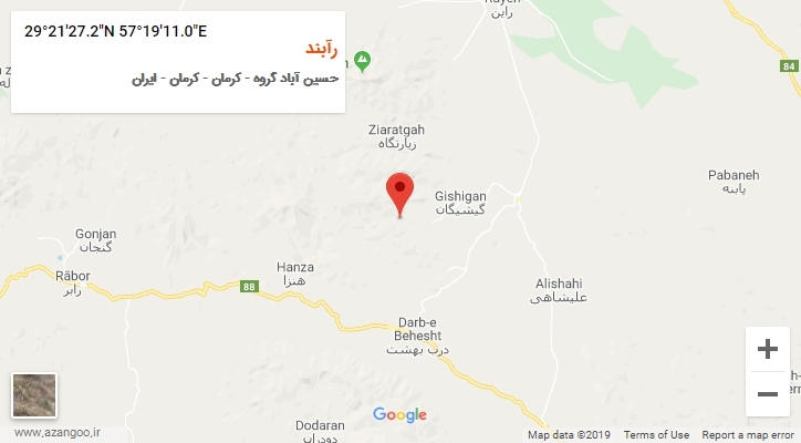 روستای رآبند بر روی نقشه