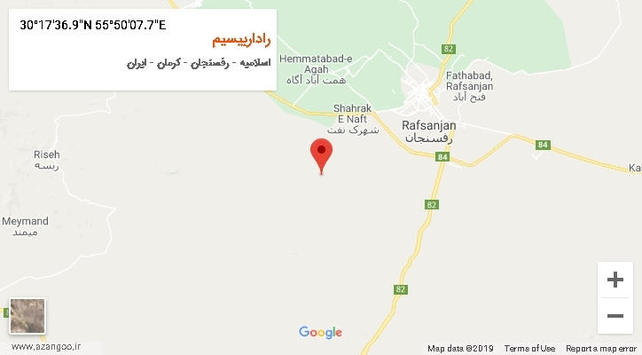 روستای راداربیسیم بر روی نقشه