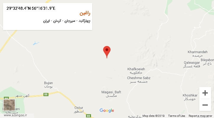 روستای راغین بر روی نقشه