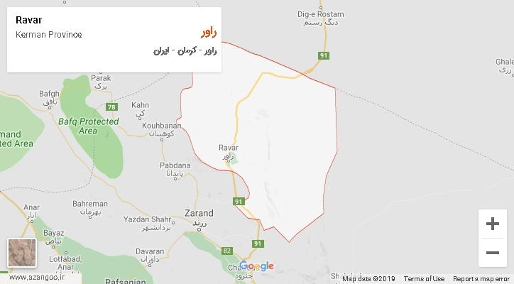 دهستان راور بر روی نقشه