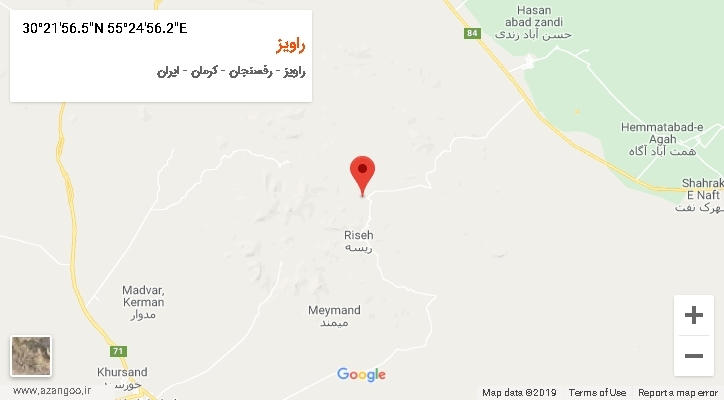 روستای راویز بر روی نقشه