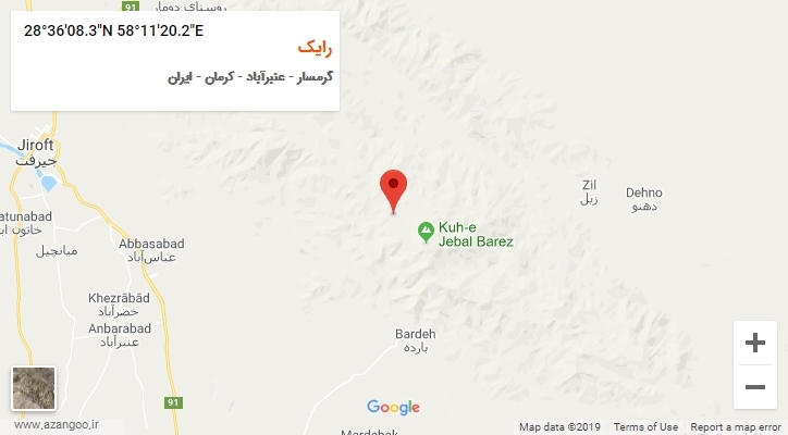 روستای رایک بر روی نقشه