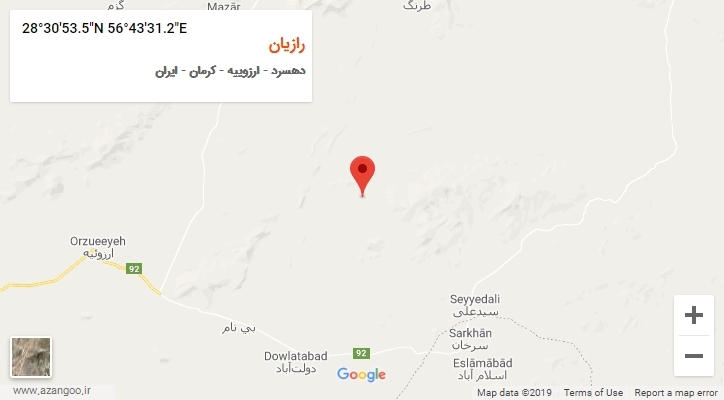 روستای رازیان بر روی نقشه