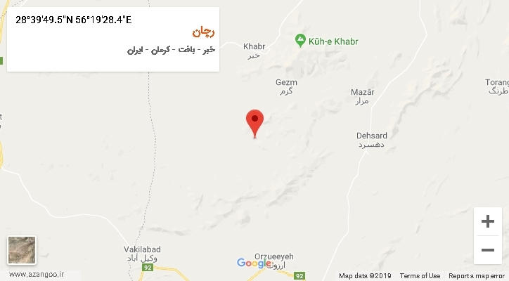 روستای رچان بر روی نقشه