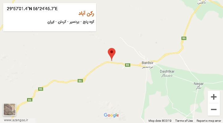روستای رکن آباد بر روی نقشه