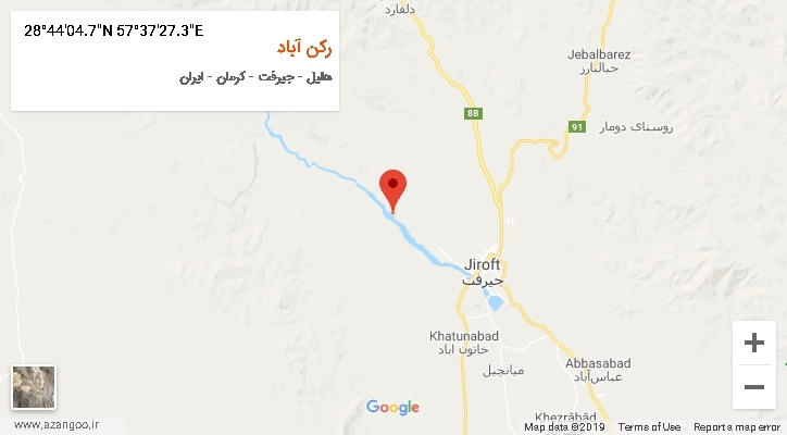 روستای رکن آباد بر روی نقشه