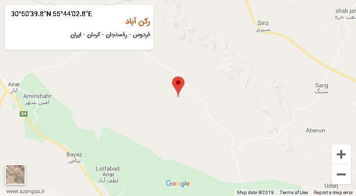 روستای رکن آباد بر روی نقشه
