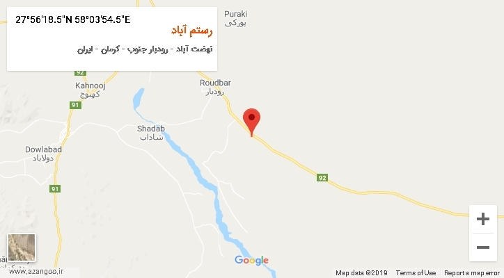 روستای رستم آباد بر روی نقشه