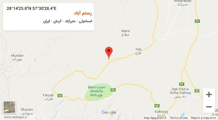 روستای رستم آباد بر روی نقشه