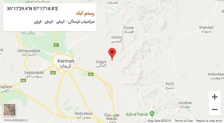 روستای رستم آباد بر روی نقشه