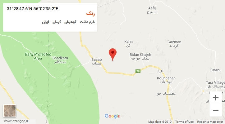 روستای رتک بر روی نقشه