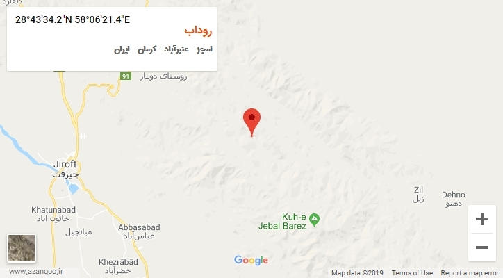 روستای روداب بر روی نقشه