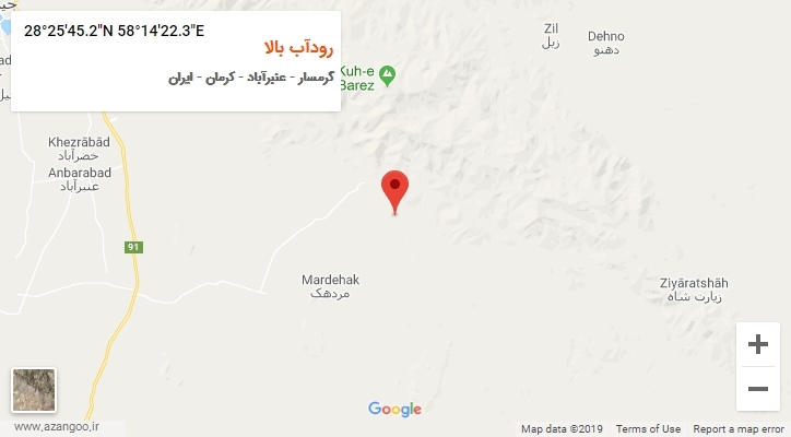 روستای رودآب بالا بر روی نقشه