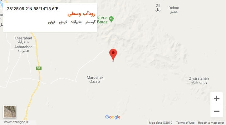 روستای رودآب وسطی بر روی نقشه