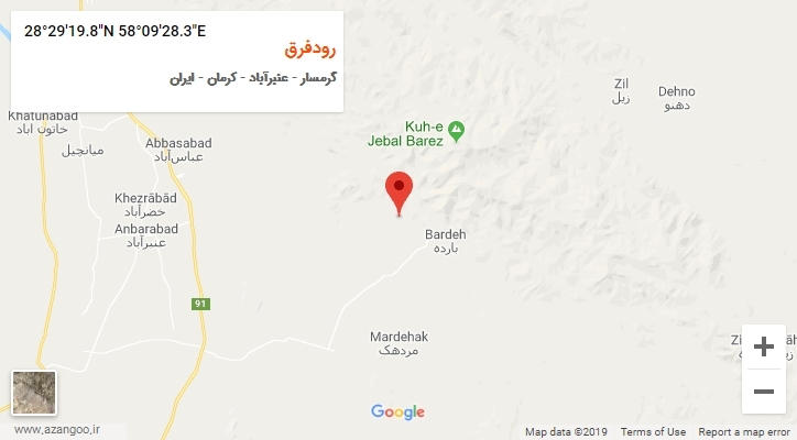 روستای رودفرق بر روی نقشه