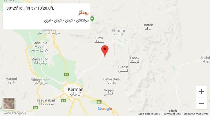 روستای رودگز بر روی نقشه