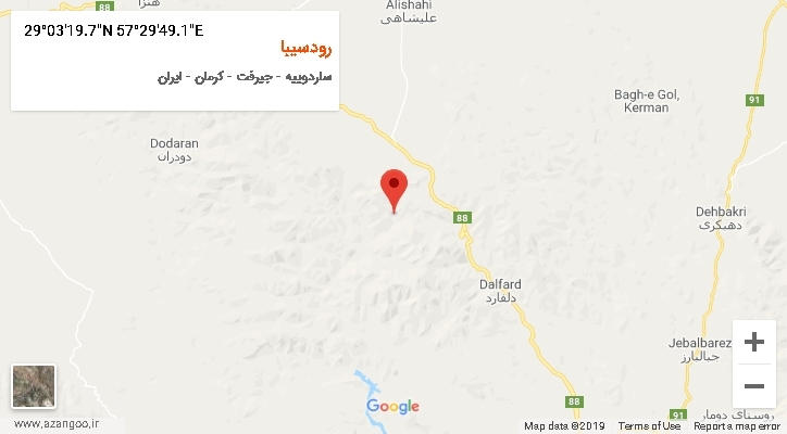 روستای رودسیبا بر روی نقشه