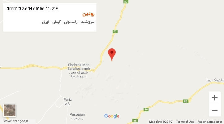 روستای رودین بر روی نقشه