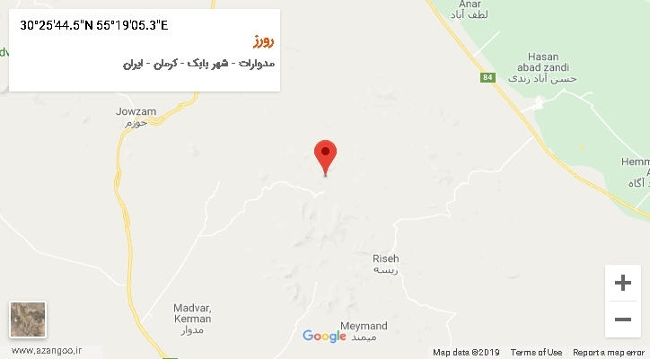 روستای رورز بر روی نقشه