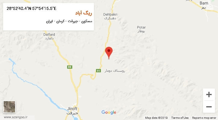 روستای ریگ آباد بر روی نقشه