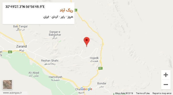 روستای ریگ آباد بر روی نقشه