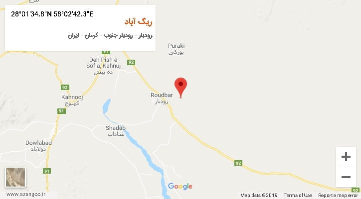 روستای ریگ آباد بر روی نقشه