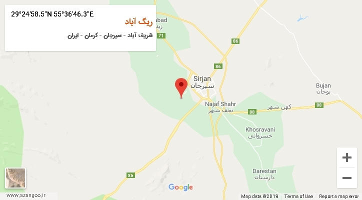 روستای ریگ آباد بر روی نقشه