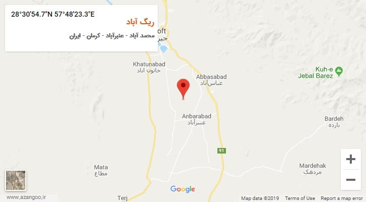 روستای ریگ آباد بر روی نقشه