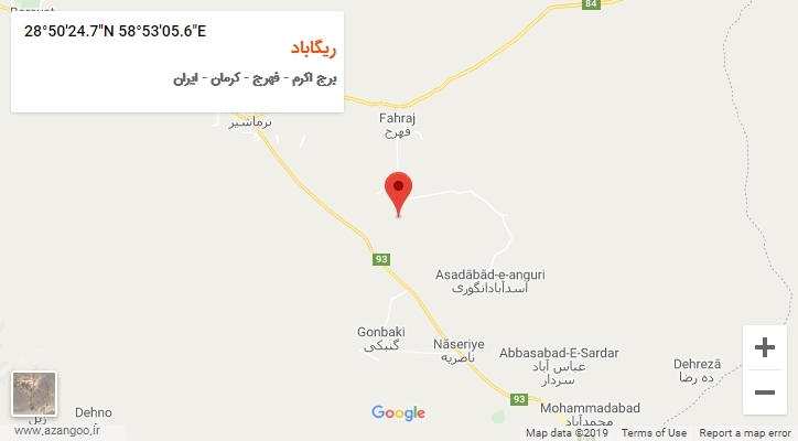 روستای ریگاباد بر روی نقشه