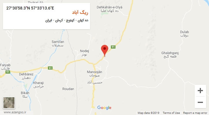 روستای ریگ آباد بر روی نقشه