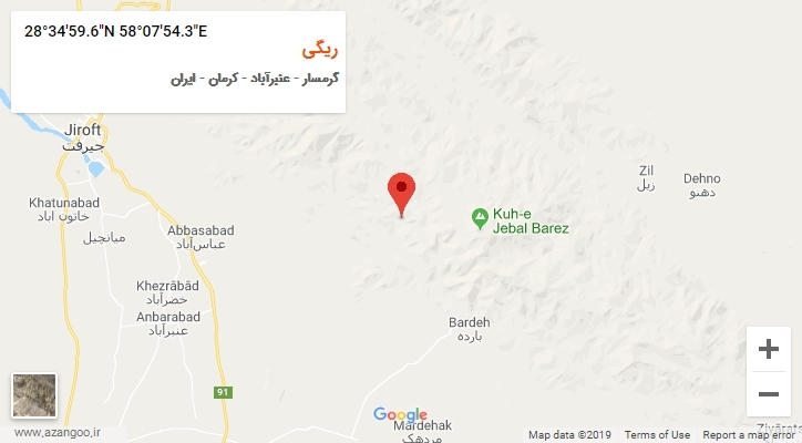 روستای ریگی بر روی نقشه