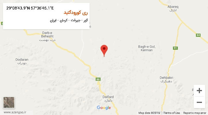 روستای ری کورودگنبد بر روی نقشه