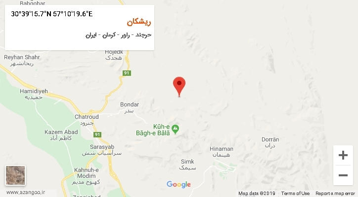 روستای ریشکان بر روی نقشه