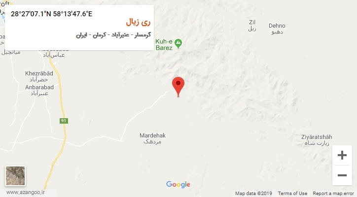 روستای ری زیال بر روی نقشه