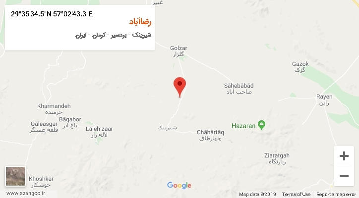روستای رضاآباد بر روی نقشه