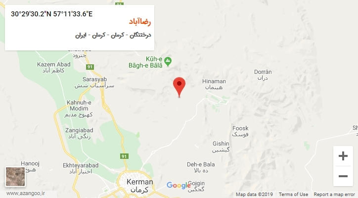 روستای رضاآباد بر روی نقشه