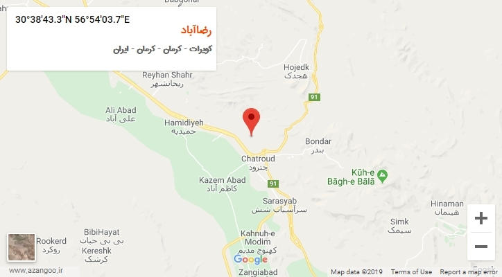 روستای رضاآباد بر روی نقشه