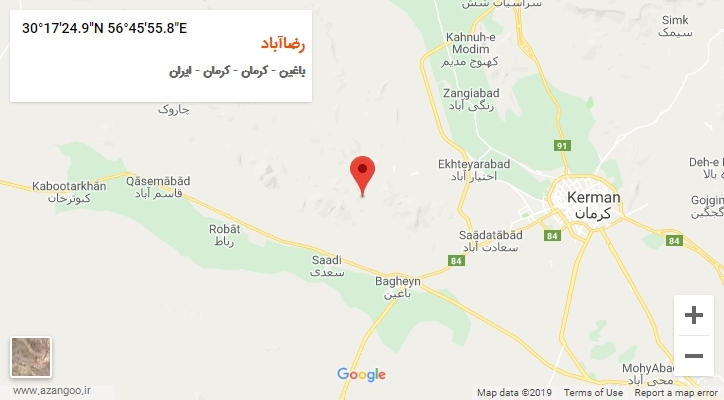 روستای رضاآباد بر روی نقشه
