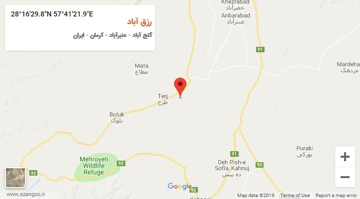 روستای رزق آباد بر روی نقشه