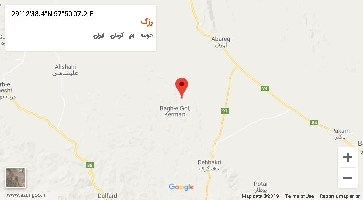 روستای رزک بر روی نقشه