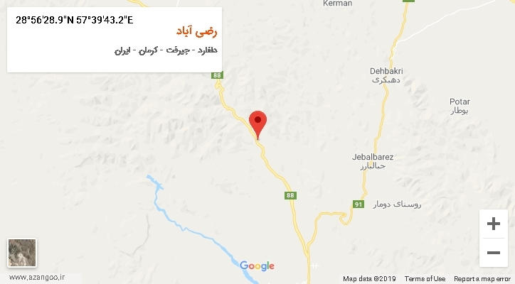 روستای رضی آباد بر روی نقشه