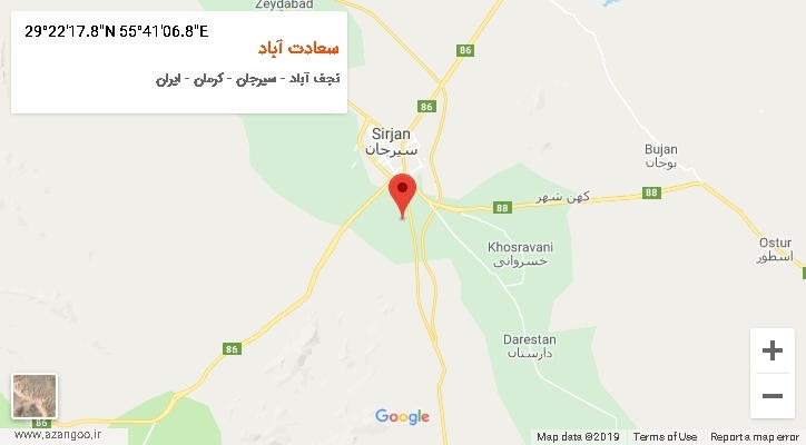 روستای سعادت آباد بر روی نقشه