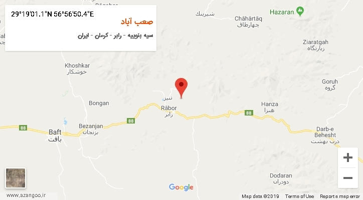 روستای صعب آباد بر روی نقشه
